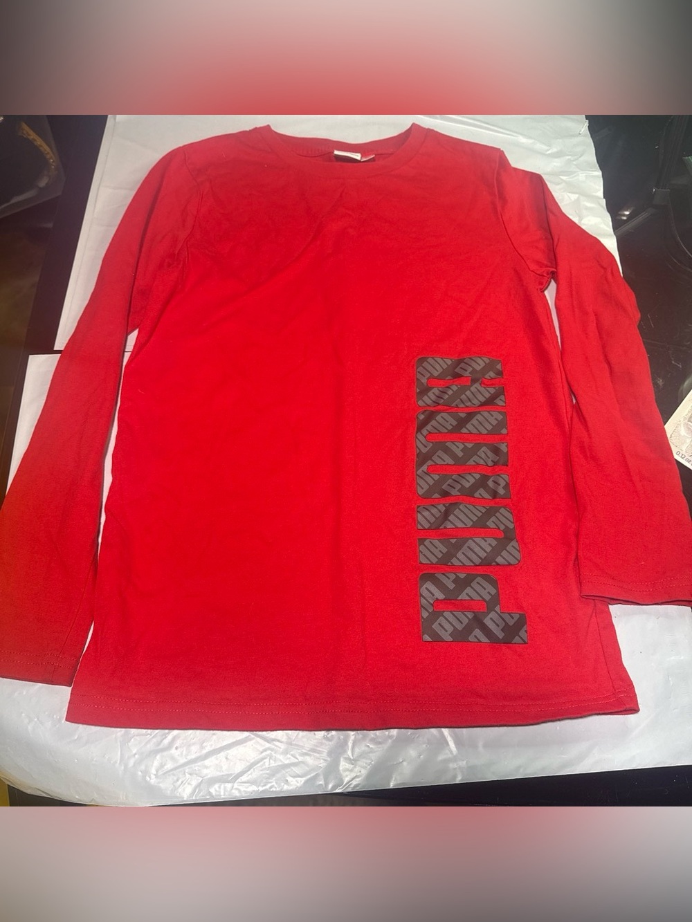 Puma Red Crewneck Tee with Logo Tag